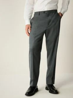 Grey Slim Fit Flannel Suit Trousers