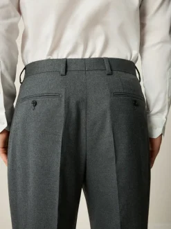 Grey Slim Fit Flannel Suit Trousers