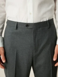 Grey Slim Fit Flannel Suit Trousers
