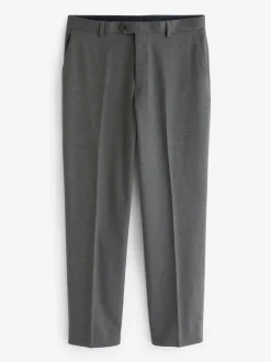 Grey Slim Fit Flannel Suit Trousers