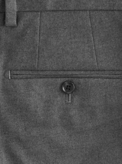 Grey Slim Fit Flannel Suit Trousers
