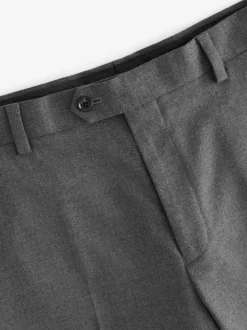 Grey Slim Fit Flannel Suit Trousers