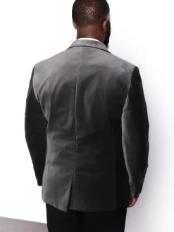 Grey Slim Fit Motionflex Stretch Velvet Blazer