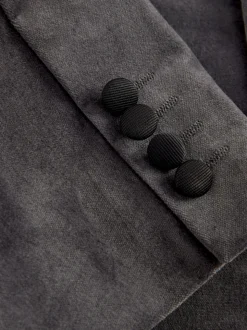 Grey Slim Fit Motionflex Stretch Velvet Blazer