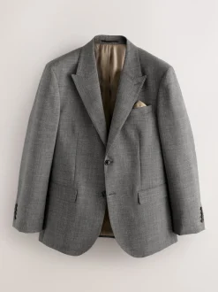 Grey Slim Fit Nova Fides Italian Linen Blend Fabric Suit Jacket