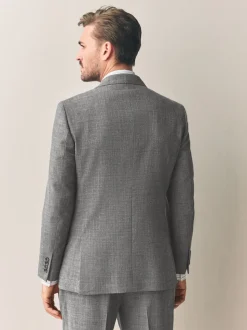 Grey Slim Fit Nova Fides Italian Linen Blend Fabric Suit Jacket