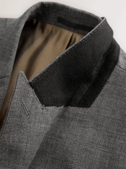 Grey Slim Fit Nova Fides Italian Linen Blend Fabric Suit Jacket