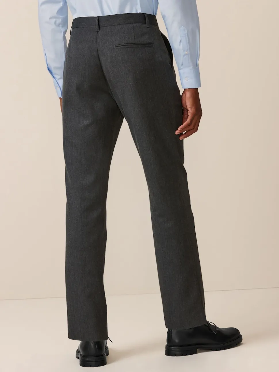 Grey Slim Fit Plain Front Smart Trousers