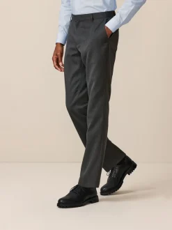 Grey Slim Fit Plain Front Smart Trousers