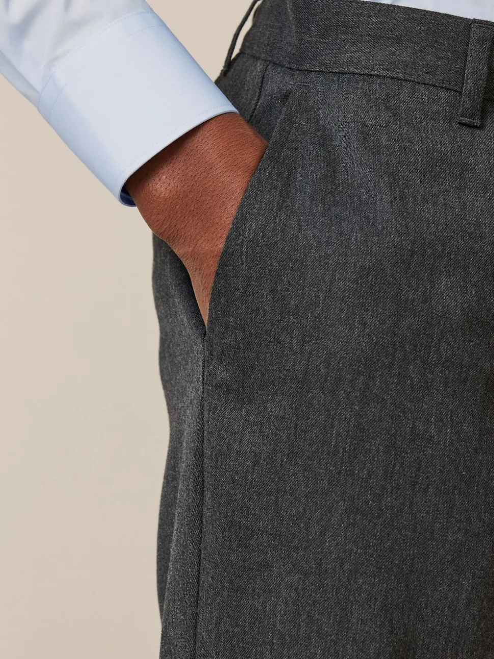 Grey Slim Fit Plain Front Smart Trousers