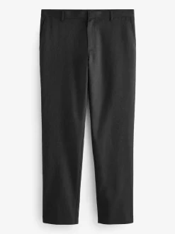 Grey Slim Fit Plain Front Smart Trousers