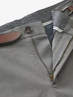 Grey Slim Fit Printed Belted Soft Touch Chino Trousers