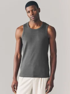 Grey Slim Fit Ribbed Vest
