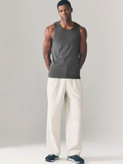 Grey Slim Fit Ribbed Vest