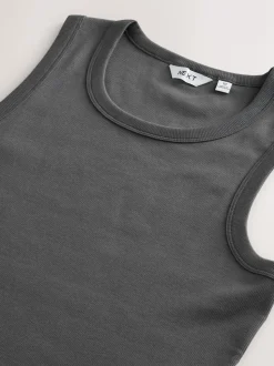 Grey Slim Fit Ribbed Vest