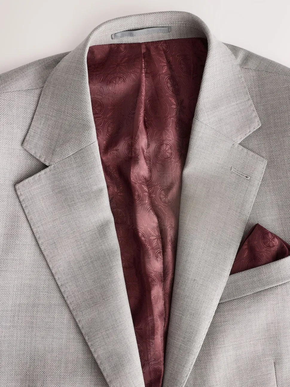 Grey Slim Fit Signature Tollegno Italian Wool Textured Suit Jacket