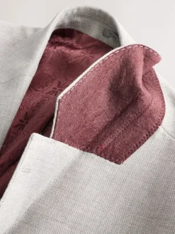 Grey Slim Fit Signature Tollegno Italian Wool Textured Suit Jacket