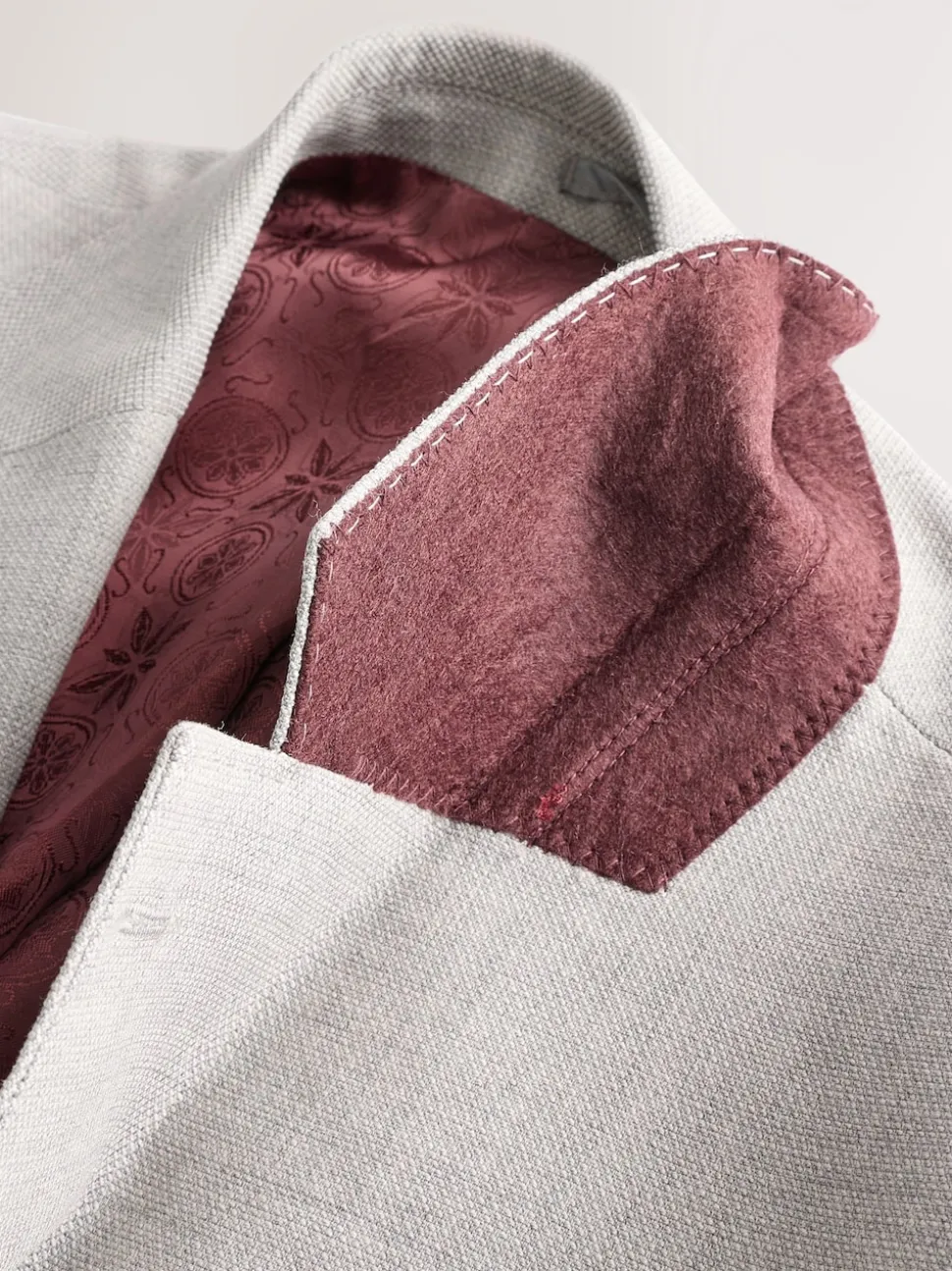 Grey Slim Fit Signature Tollegno Italian Wool Textured Suit Jacket