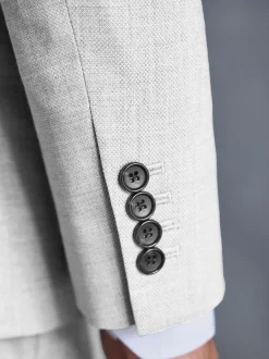 Grey Slim Fit Signature Tollegno Italian Wool Textured Suit Jacket