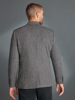 Grey Slim Fit Signature Wool Blend Herringbone Nova Fides Blazer