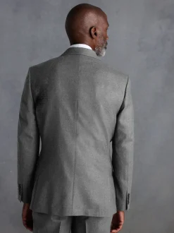 Grey Slim Fit Signature Zignone Italian Wool Cashmere Blend Flannel Suit Jacket