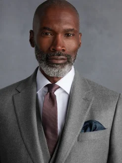 Grey Slim Fit Signature Zignone Italian Wool Cashmere Blend Flannel Suit Jacket