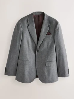 Grey Slim Fit Signature Zignone Italian Wool Cashmere Blend Flannel Suit Jacket