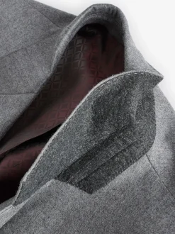 Grey Slim Fit Signature Zignone Italian Wool Cashmere Blend Flannel Suit Jacket