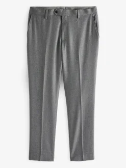Grey Slim Fit Signature Zignone Italian Wool Cashmere Blend Flannel Suit Trousers