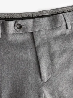 Grey Slim Fit Signature Zignone Italian Wool Cashmere Blend Flannel Suit Trousers