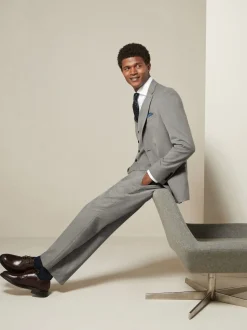Grey Slim Fit Textured Suit Jacket