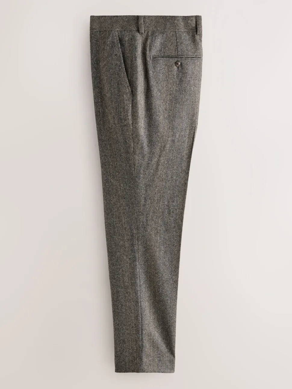 Grey Slim Fit Wool Blend Herringbone Stripe Suit Trousers