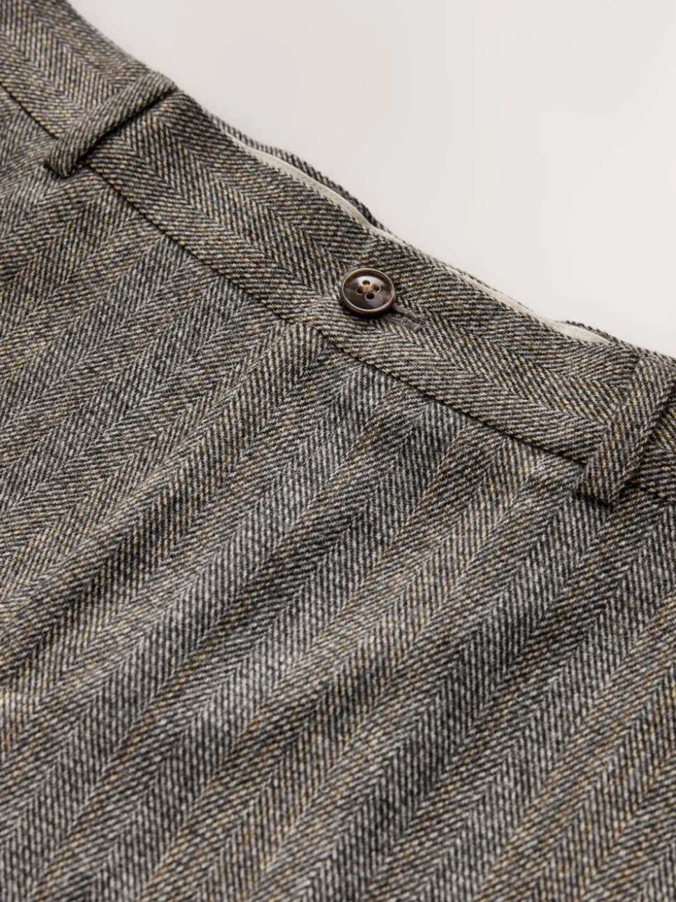 Grey Slim Fit Wool Blend Herringbone Stripe Suit Trousers
