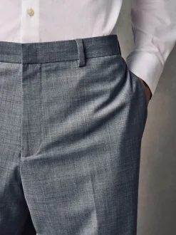 Grey Slim Fit Wool Blend Motionflex Suit Trousers