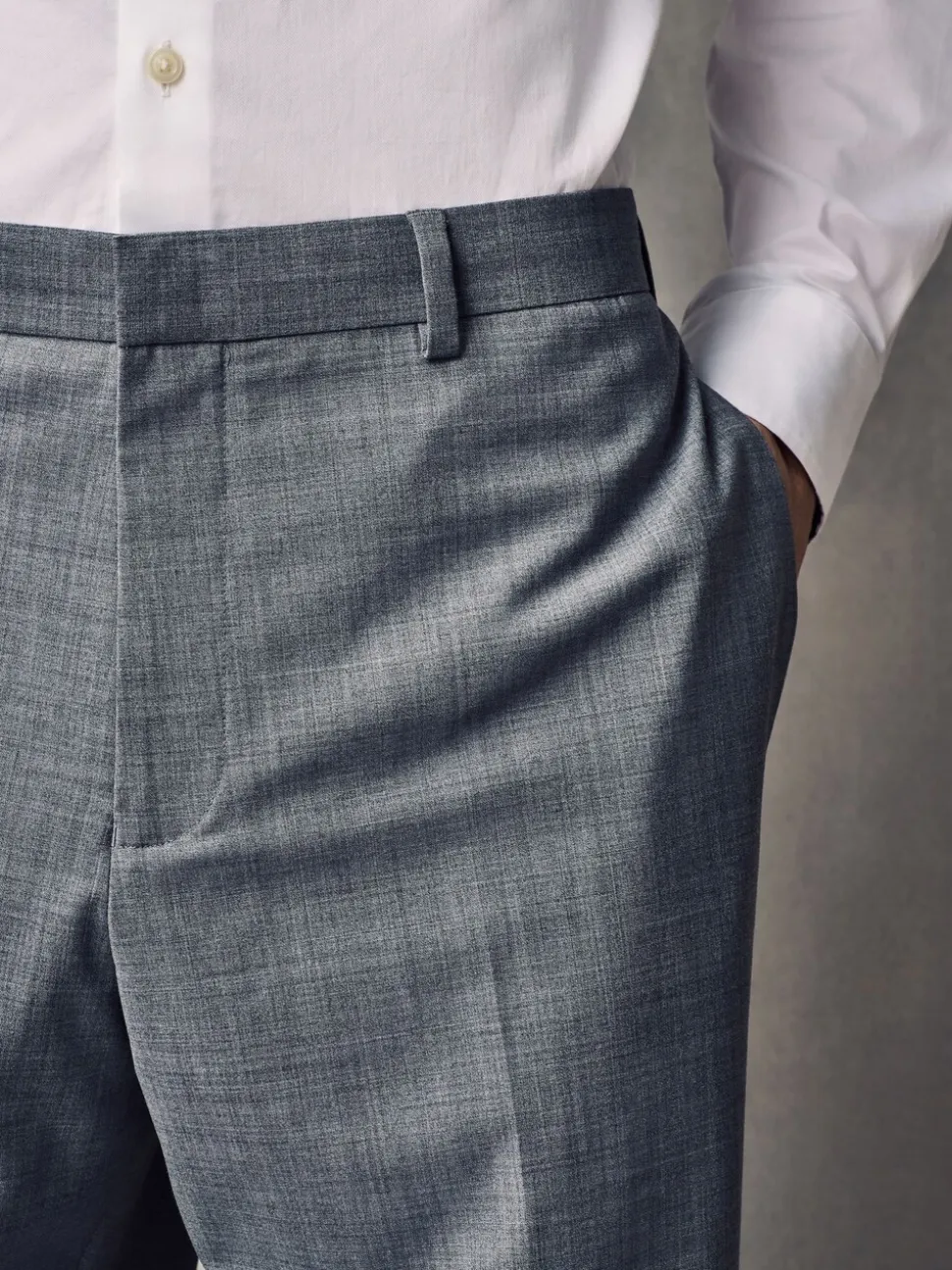 Grey Slim Fit Wool Blend Motionflex Suit Trousers
