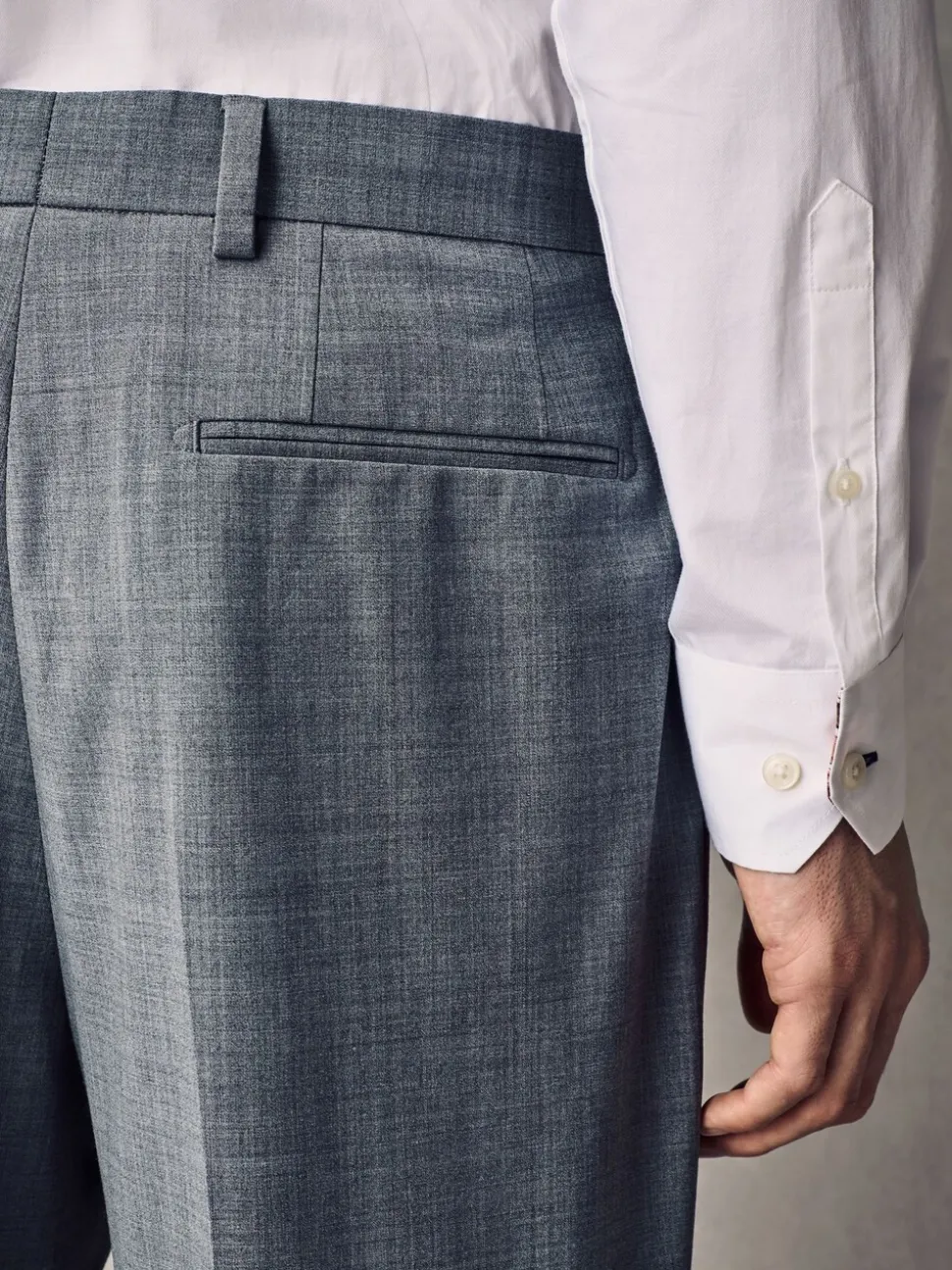Grey Slim Fit Wool Blend Motionflex Suit Trousers