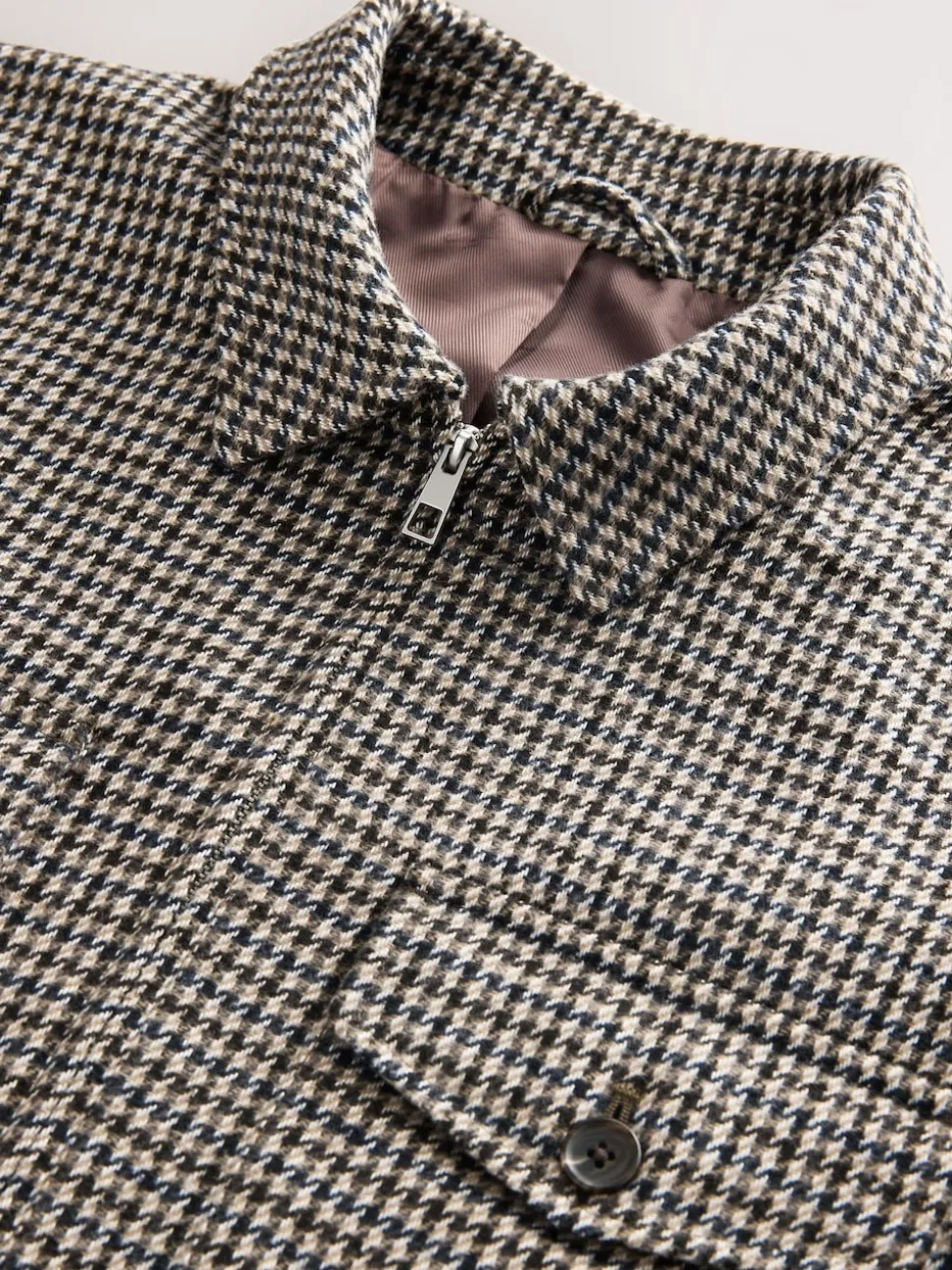 Grey Smart Dogtooth Twin Pocket Jacket