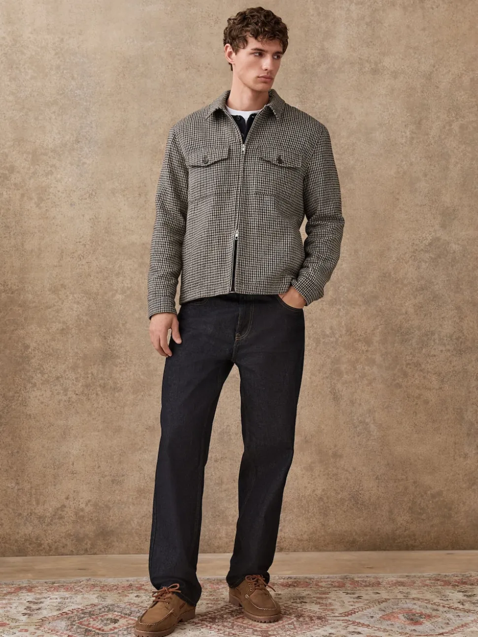 Grey Smart Dogtooth Twin Pocket Jacket