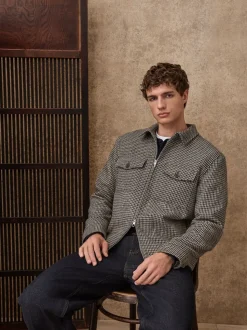 Grey Smart Dogtooth Twin Pocket Jacket