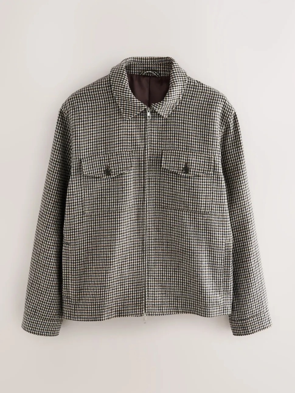 Grey Smart Dogtooth Twin Pocket Jacket