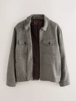 Grey Smart Dogtooth Twin Pocket Jacket
