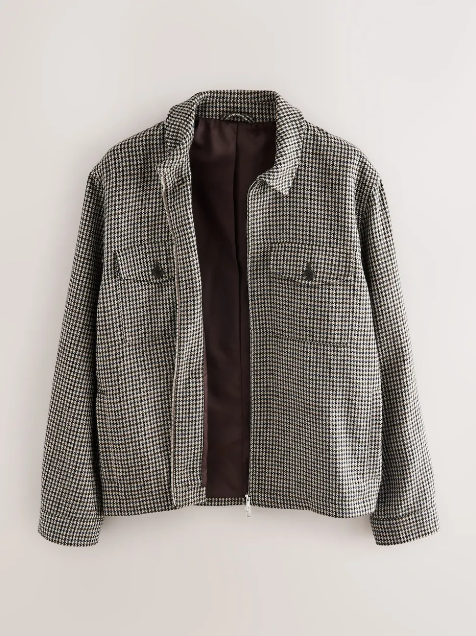 Grey Smart Dogtooth Twin Pocket Jacket