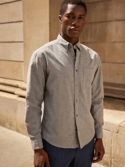 Grey Soft Touch Oxford Long Sleeve Shirt