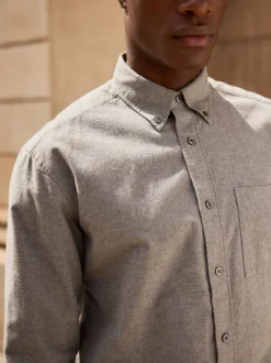 Grey Soft Touch Oxford Long Sleeve Shirt