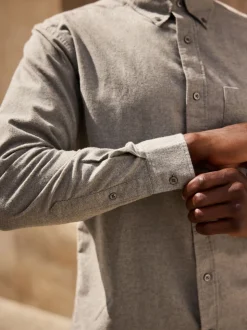 Grey Soft Touch Oxford Long Sleeve Shirt