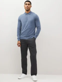 Grey Straight Fit 100% Cotton Chino Trousers