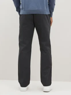 Grey Straight Fit 100% Cotton Chino Trousers