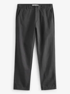 Grey Straight Fit 100% Cotton Chino Trousers