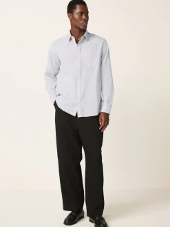 Grey Stripe Cotton Long Sleeve Shirt