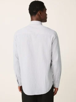 Grey Stripe Cotton Long Sleeve Shirt